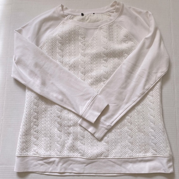 Women’s Cream/ white Crewneck textured sweatshirt with faux cable knit detail- M - Picture 8 of 14